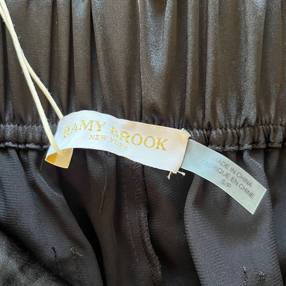 NWT Ramy Brook "Norma" Sleek Black satin Cargo Pants size Small - Picture 7 of 9
